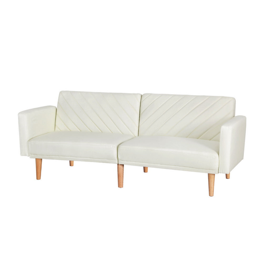 Sienna 3-Seater Convertible Sofa Bed Futon Recliner Beige