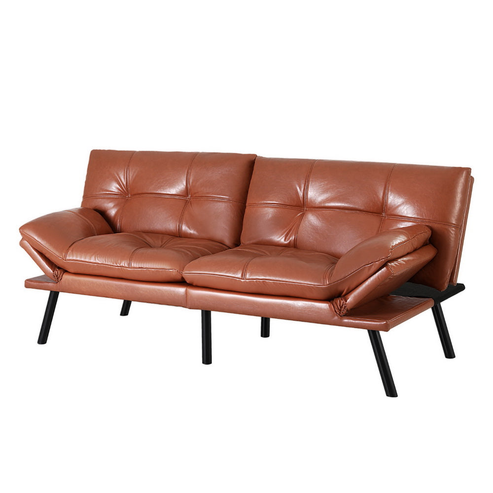 Artiss 3 Seater Convertible Sofa Bed Recliner Brown Leather