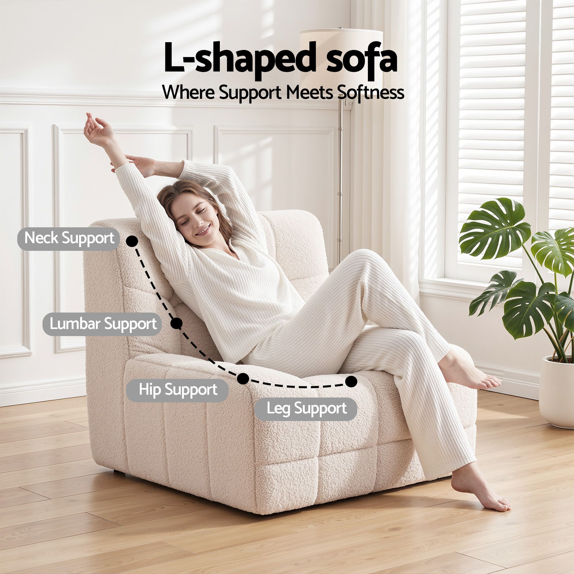 Artiss Set of 3 Sofa Modular Boneless Couches No Assembly White