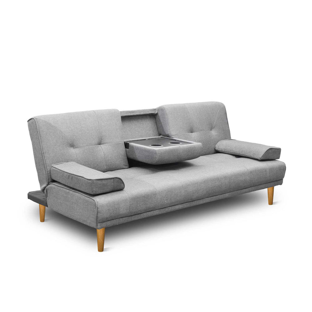 Artiss 3-Seater Sofa Bed Faux Linen Grey