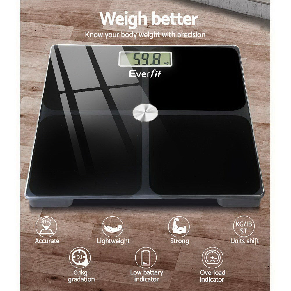 Everfit 180KG Digital Bathroom Scale Black