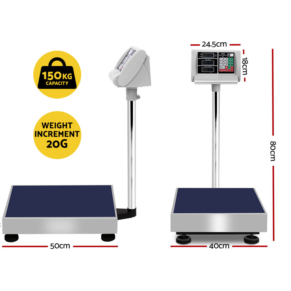Emajin 150KG Digital Platform Scale LCD Display Stainless Steel