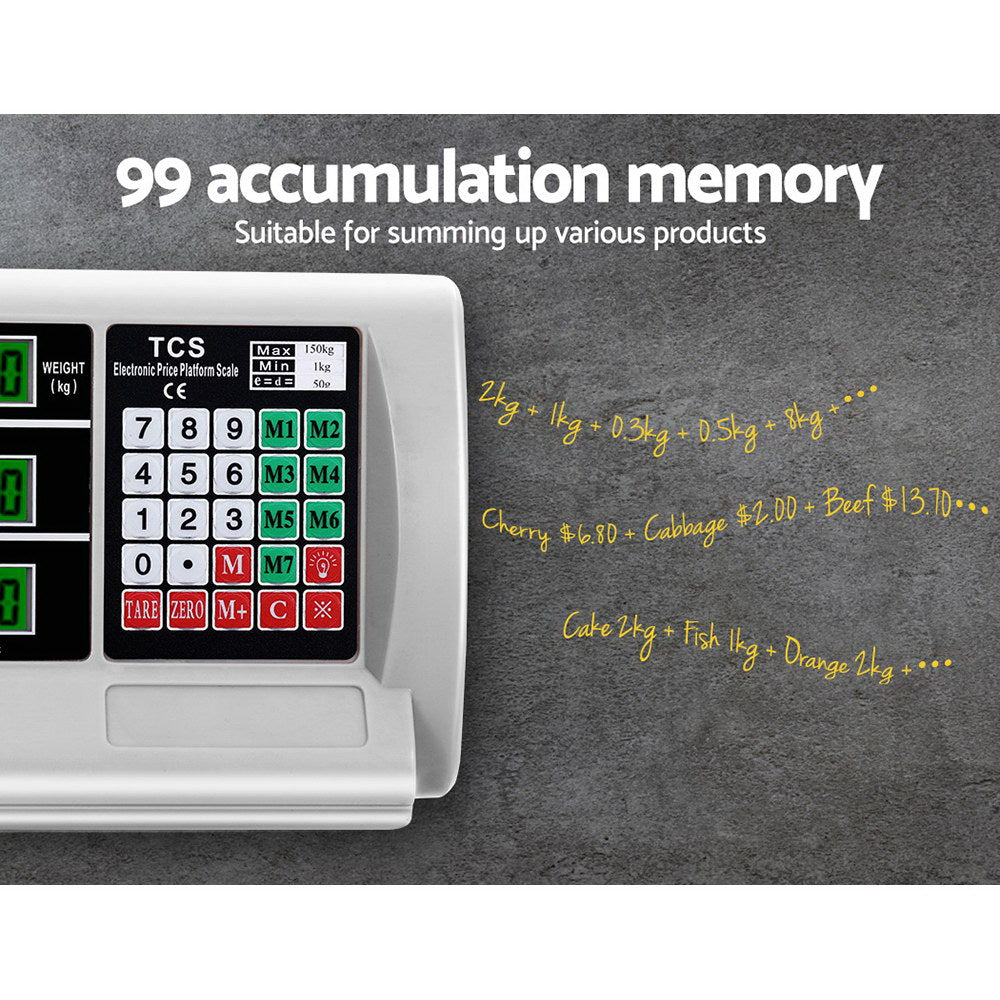 Emajin 150KG Digital Platform Scale LCD Display Stainless Steel