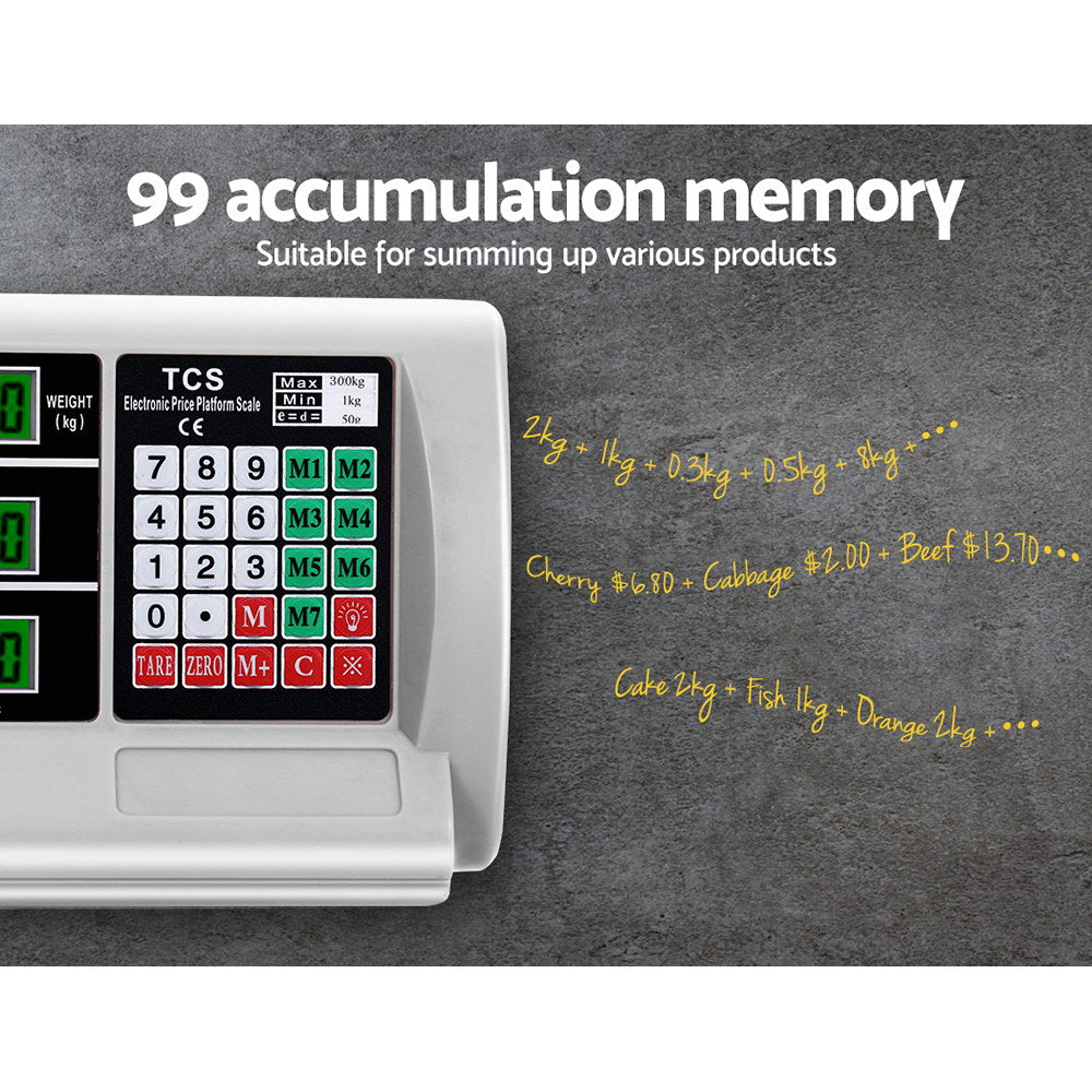 Emajin 300KG Digital Platform Scale LCD Display Stainless Steel