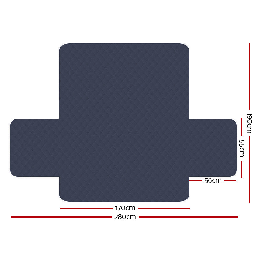 Artiss 3-Seater Sofa Cover Quilted Dark Grey