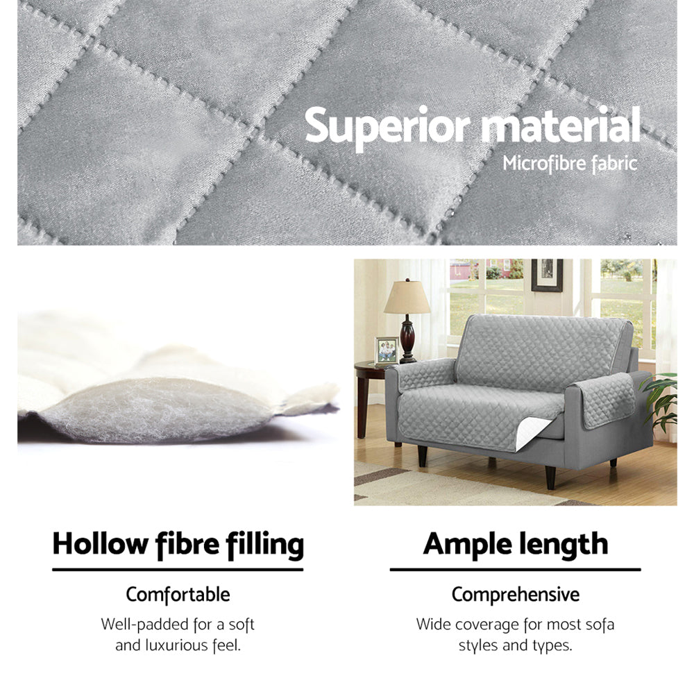 Artiss 3-Seater Quilted Sofa Cover Grey