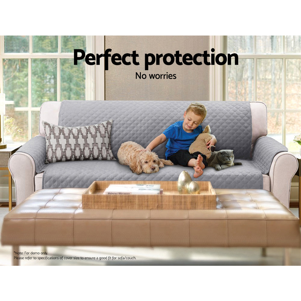 Artiss 3-Seater Quilted Sofa Cover Grey