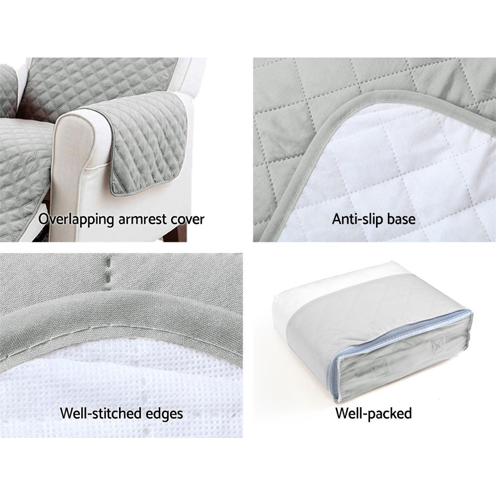 Artiss 3-Seater Quilted Sofa Cover Grey