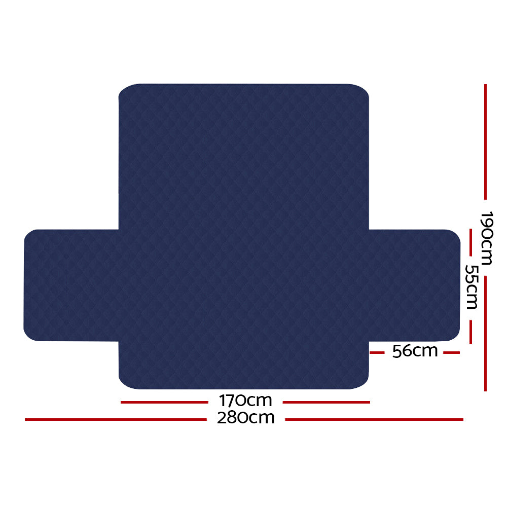 Artiss 3-Seater Quilted Sofa Cover Navy