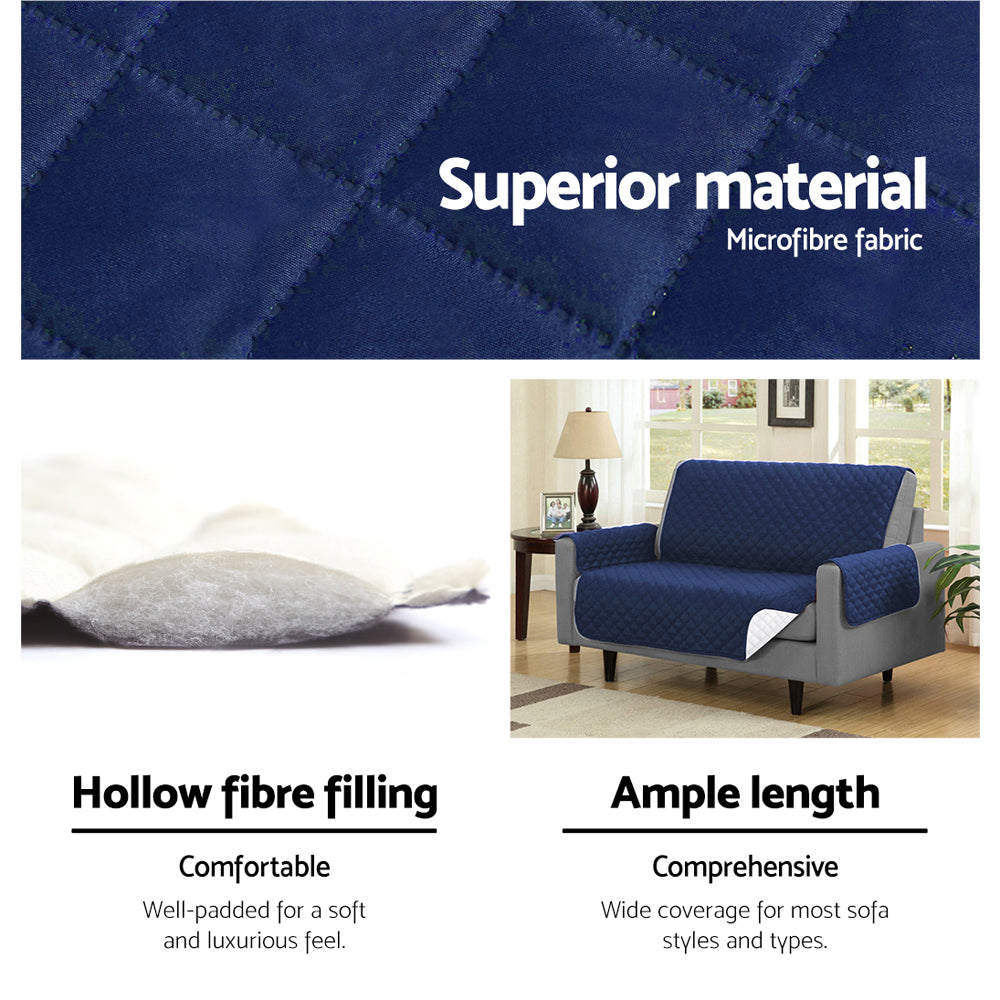 Artiss 3-Seater Quilted Sofa Cover Navy