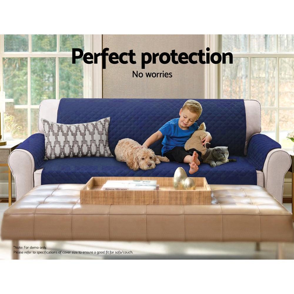 Artiss 3-Seater Quilted Sofa Cover Navy