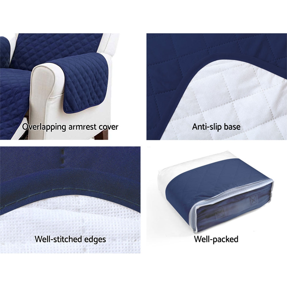 Artiss 3-Seater Quilted Sofa Cover Navy