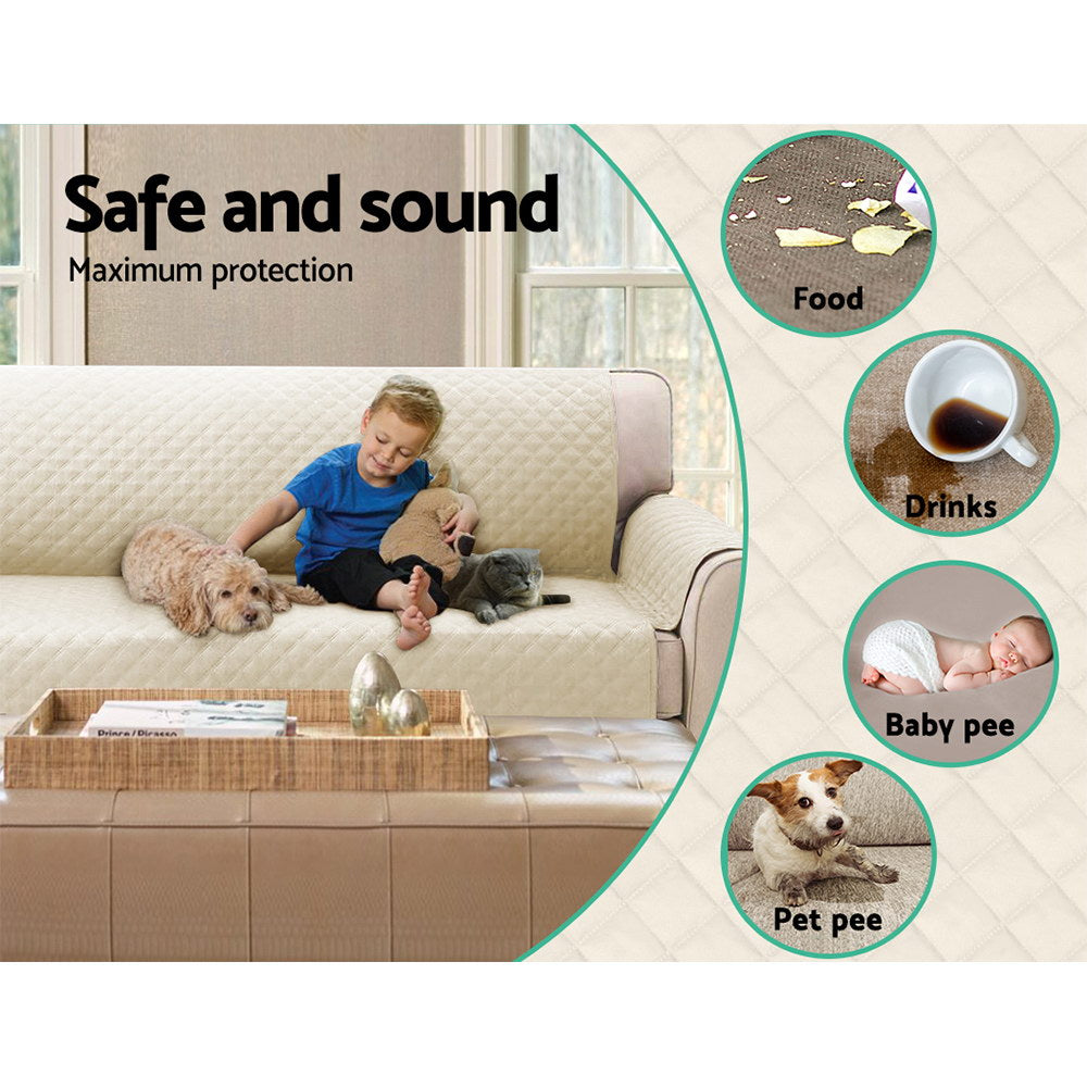 Artiss 4-Seater Sofa Cover Water-Resistant Beige