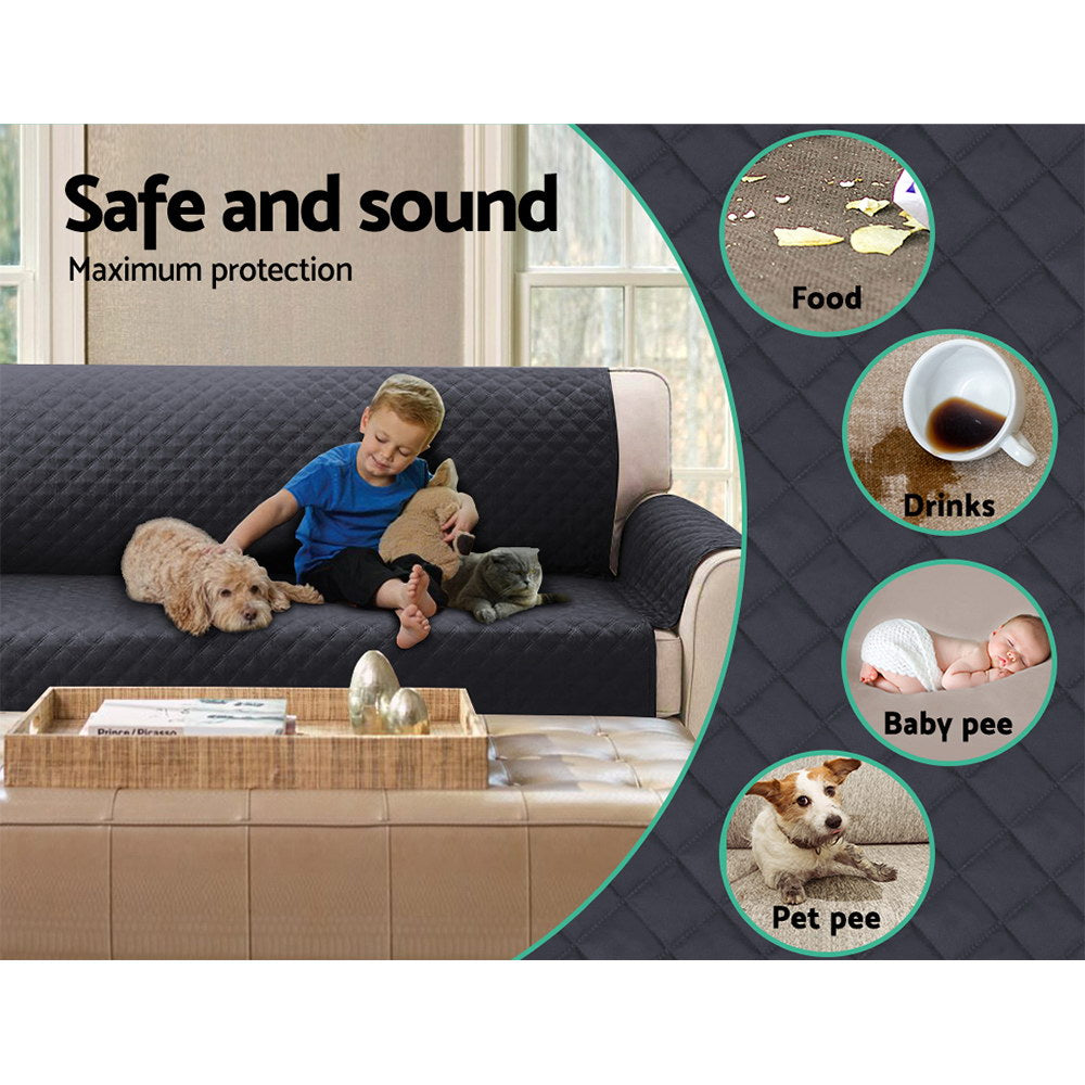 Artiss 4-Seater Sofa Cover Water-Resistant Dark Grey