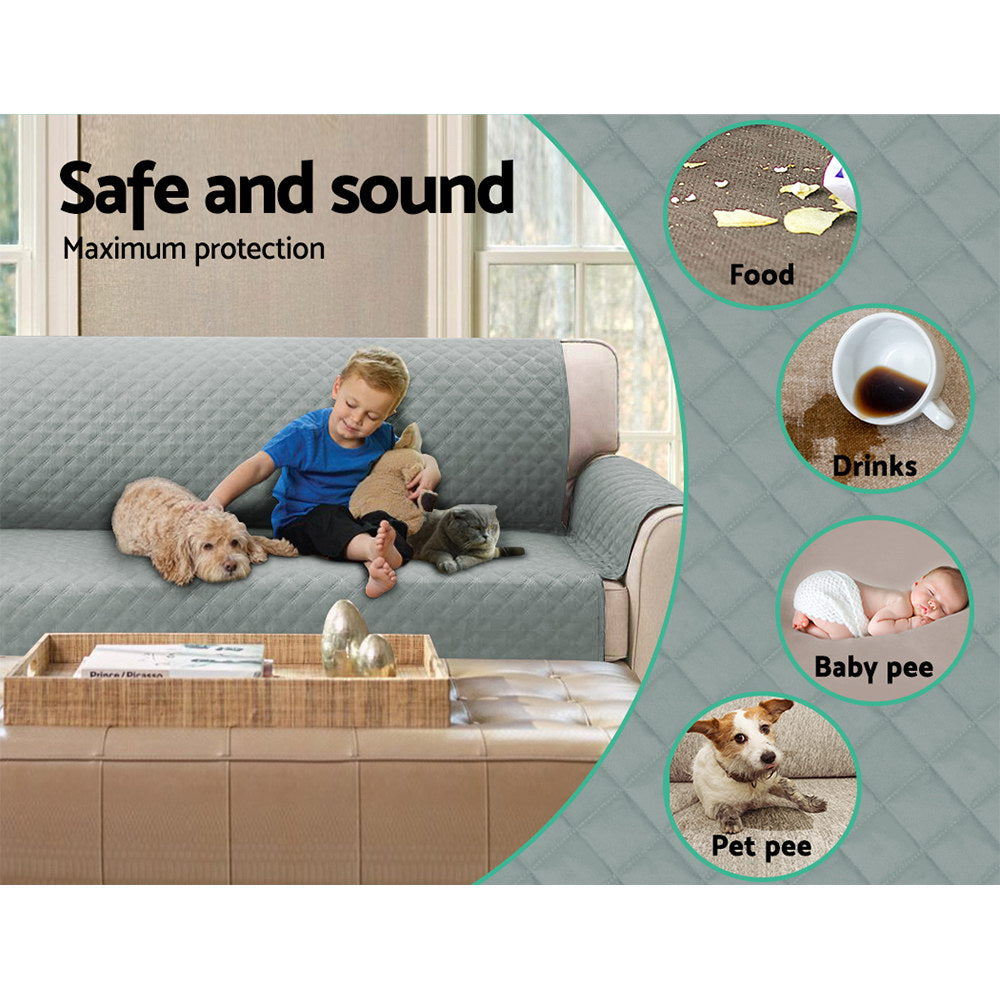 Artiss 4-Seater Sofa Cover Water-Resistant Grey