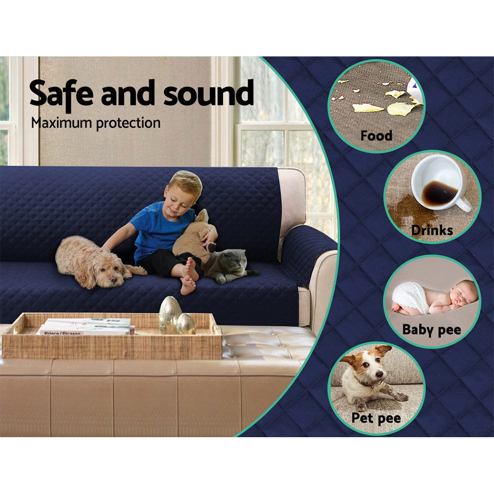 Navy 4-Seater Sofa Cover Water Resistant Quilted