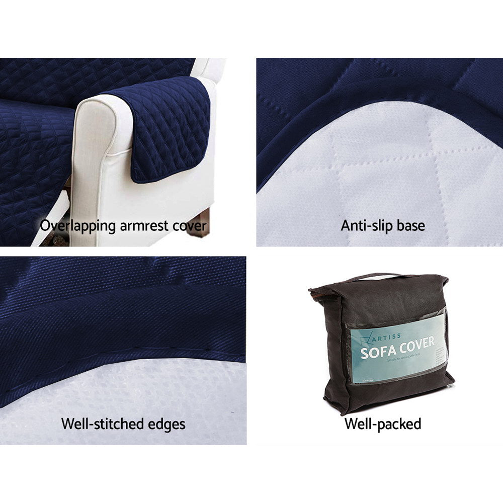 Navy 4-Seater Sofa Cover Water Resistant Quilted
