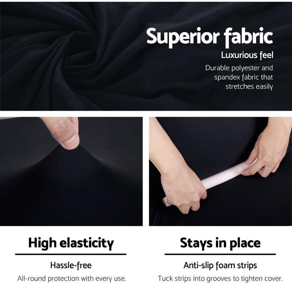 Artiss 3 Seater Stretch Sofa Cover Black