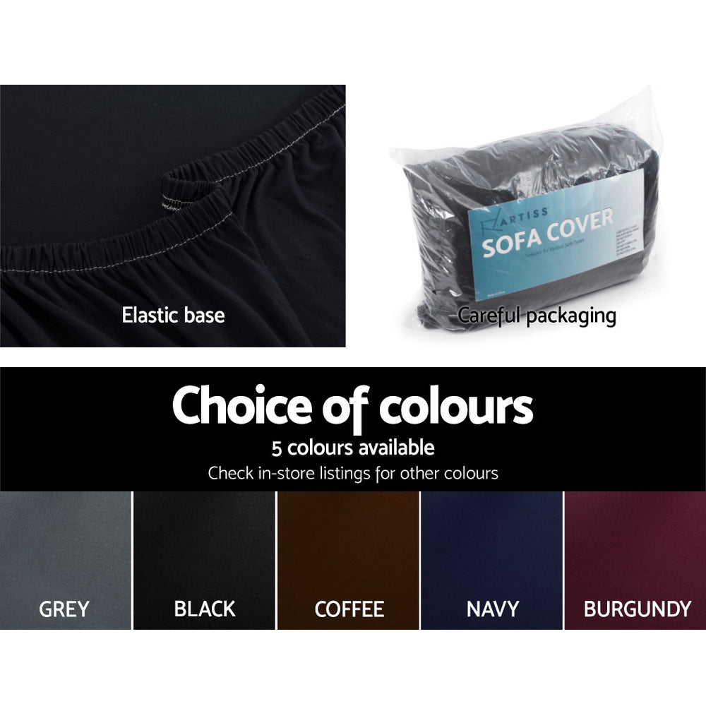 Artiss 3 Seater Stretch Sofa Cover Black