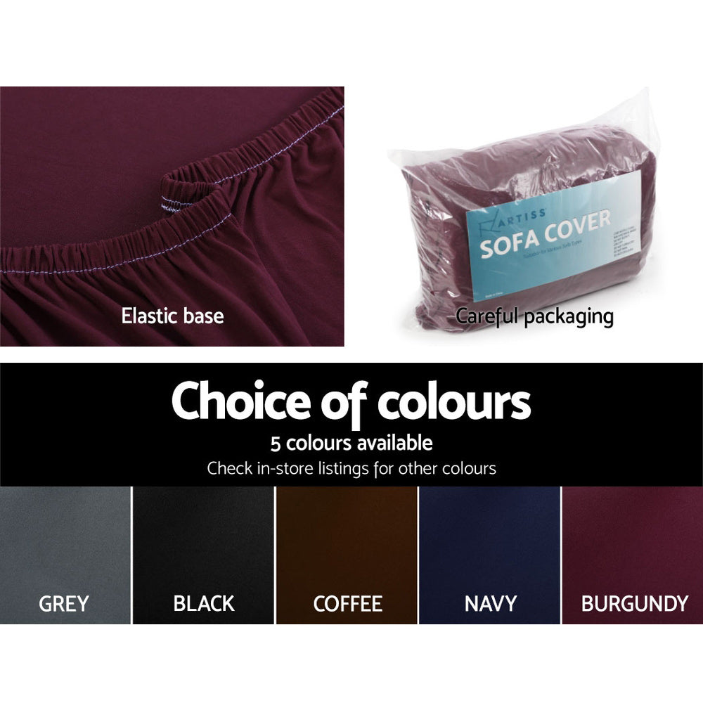 Artiss 3 Seater Stretch Sofa Cover Burgundy