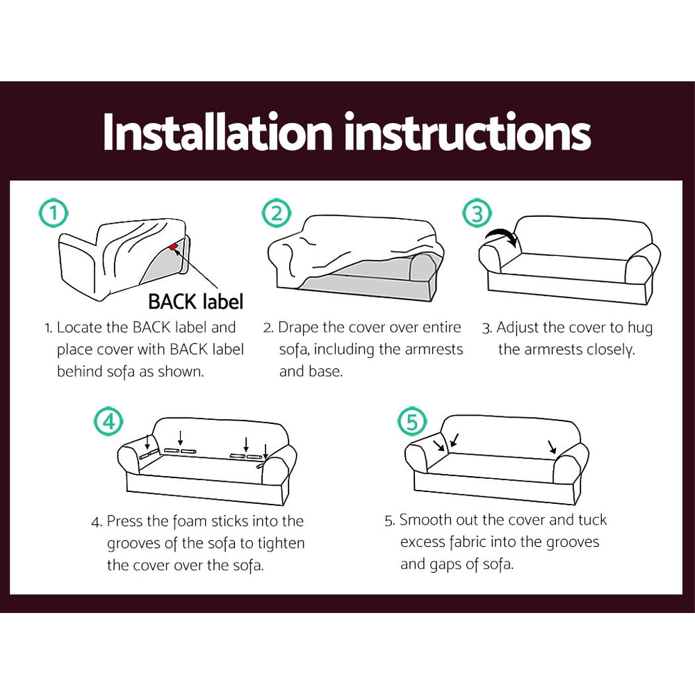 Artiss 3 Seater Stretch Sofa Cover Burgundy