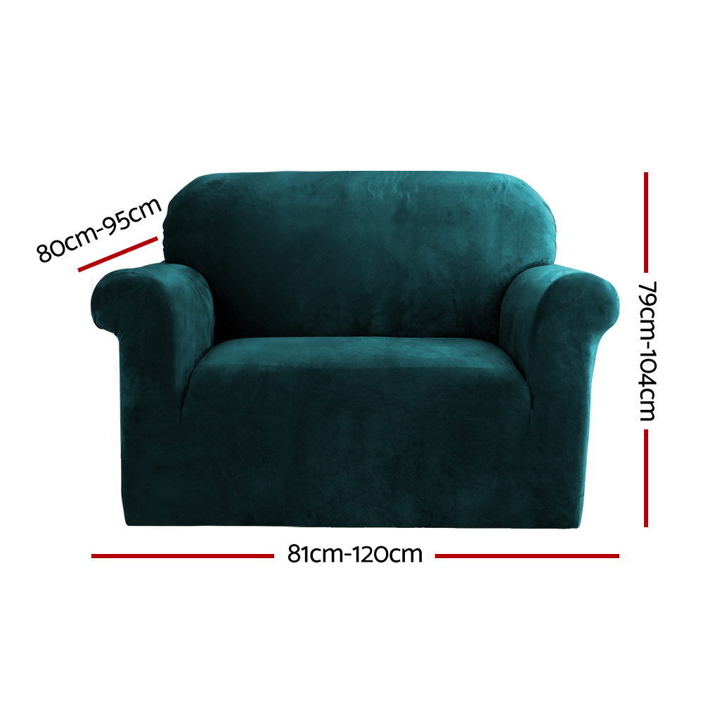 Artiss 1-Seater Velvet Sofa Cover Agate Green