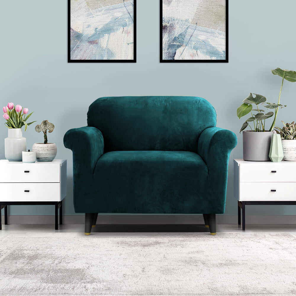 Artiss 1-Seater Velvet Sofa Cover Agate Green