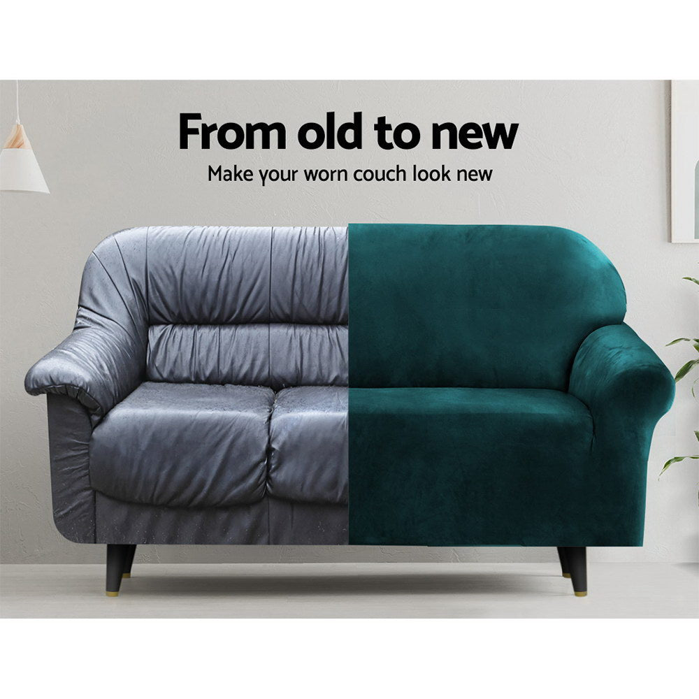 Artiss 2-Seater Velvet Sofa Cover Agate Green