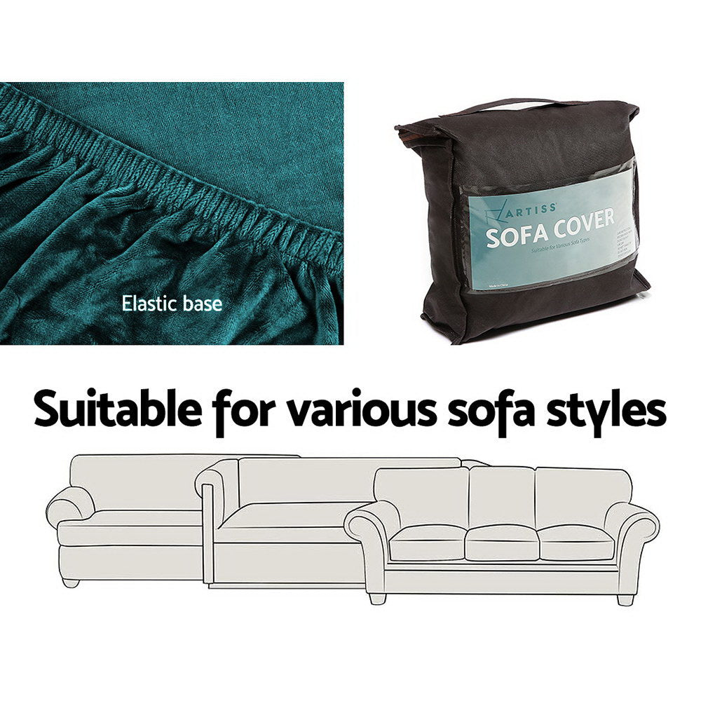 Artiss 2-Seater Velvet Sofa Cover Agate Green