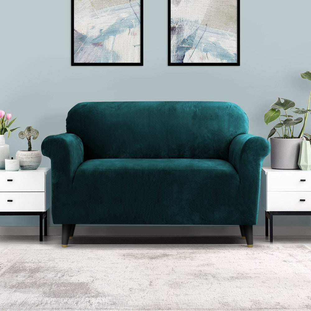 Artiss 2-Seater Velvet Sofa Cover Agate Green