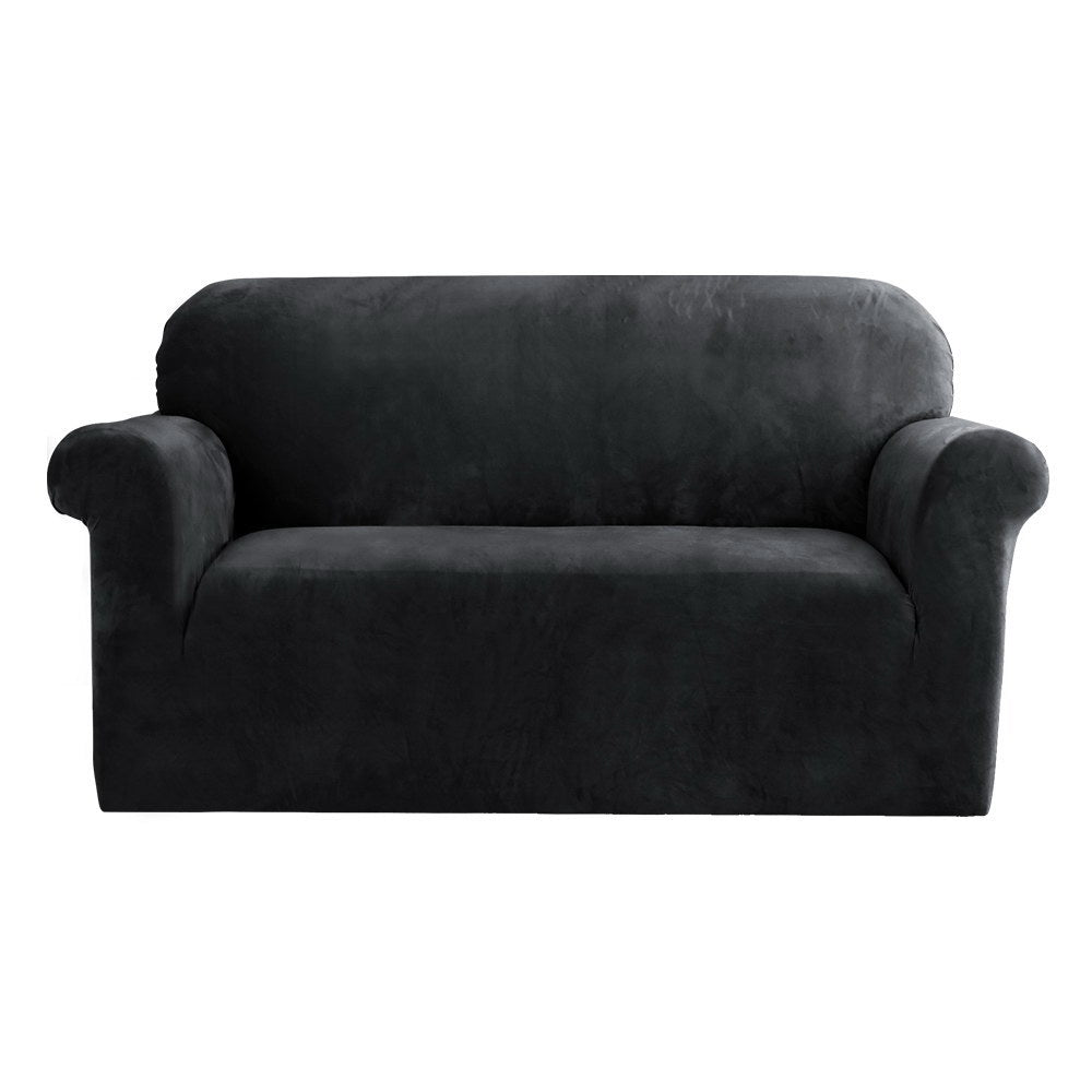 Artiss 2-Seater Velvet Sofa Cover Black