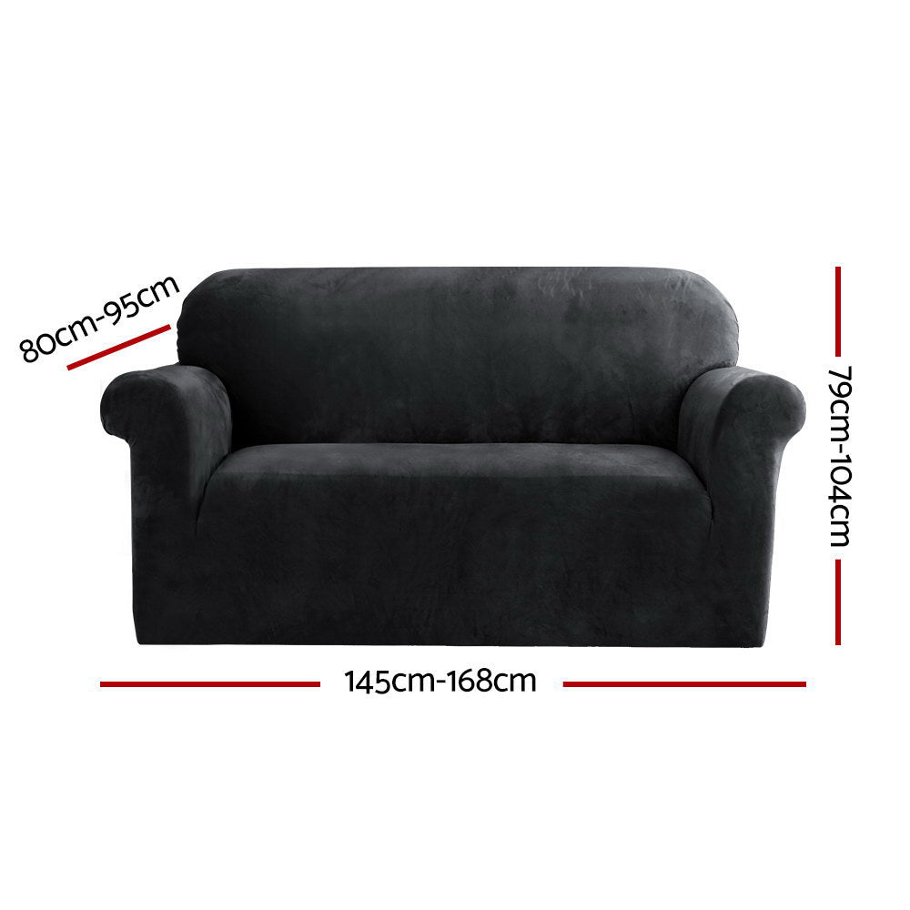 Artiss 2-Seater Velvet Sofa Cover Black