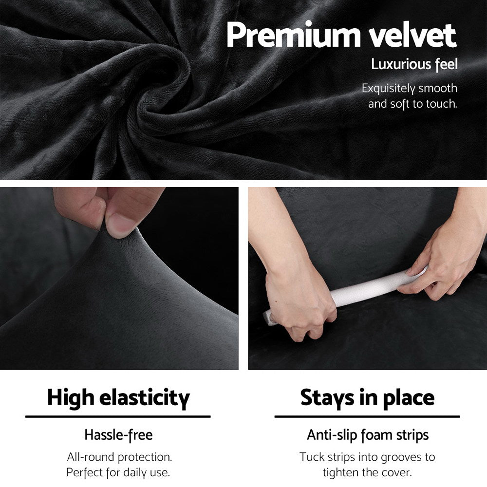 Artiss 2-Seater Velvet Sofa Cover Black