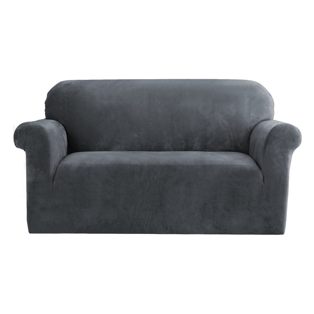 Artiss 2-Seater Velvet Sofa Cover Grey