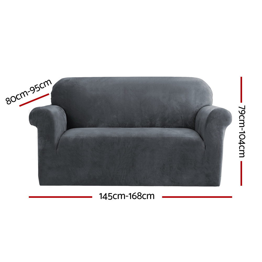 Artiss 2-Seater Velvet Sofa Cover Grey