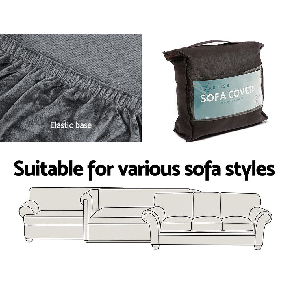 Artiss 2-Seater Velvet Sofa Cover Grey
