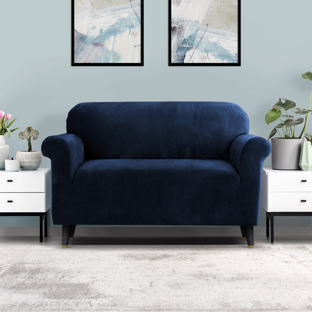 Artiss 2-Seater Velvet Sofa Cover Sapphire