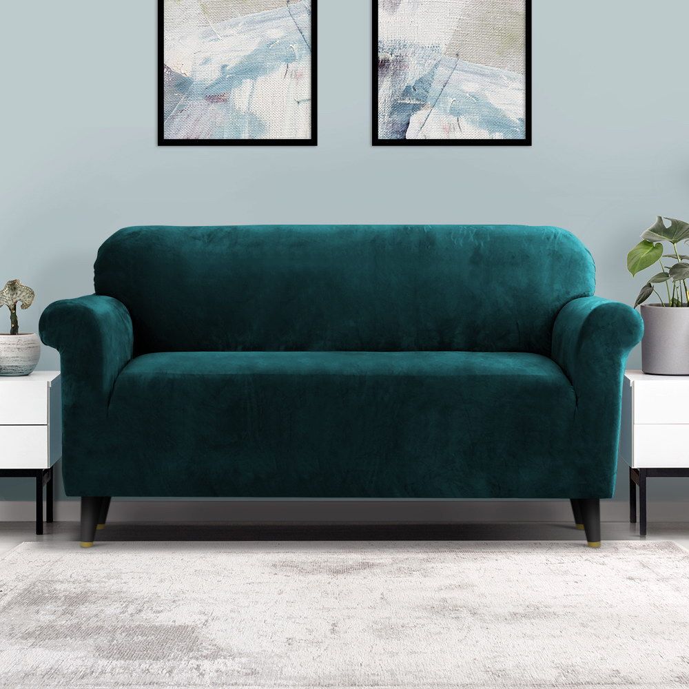 Artiss 3 Seater Velvet Sofa Cover Couch Cover Agate Green