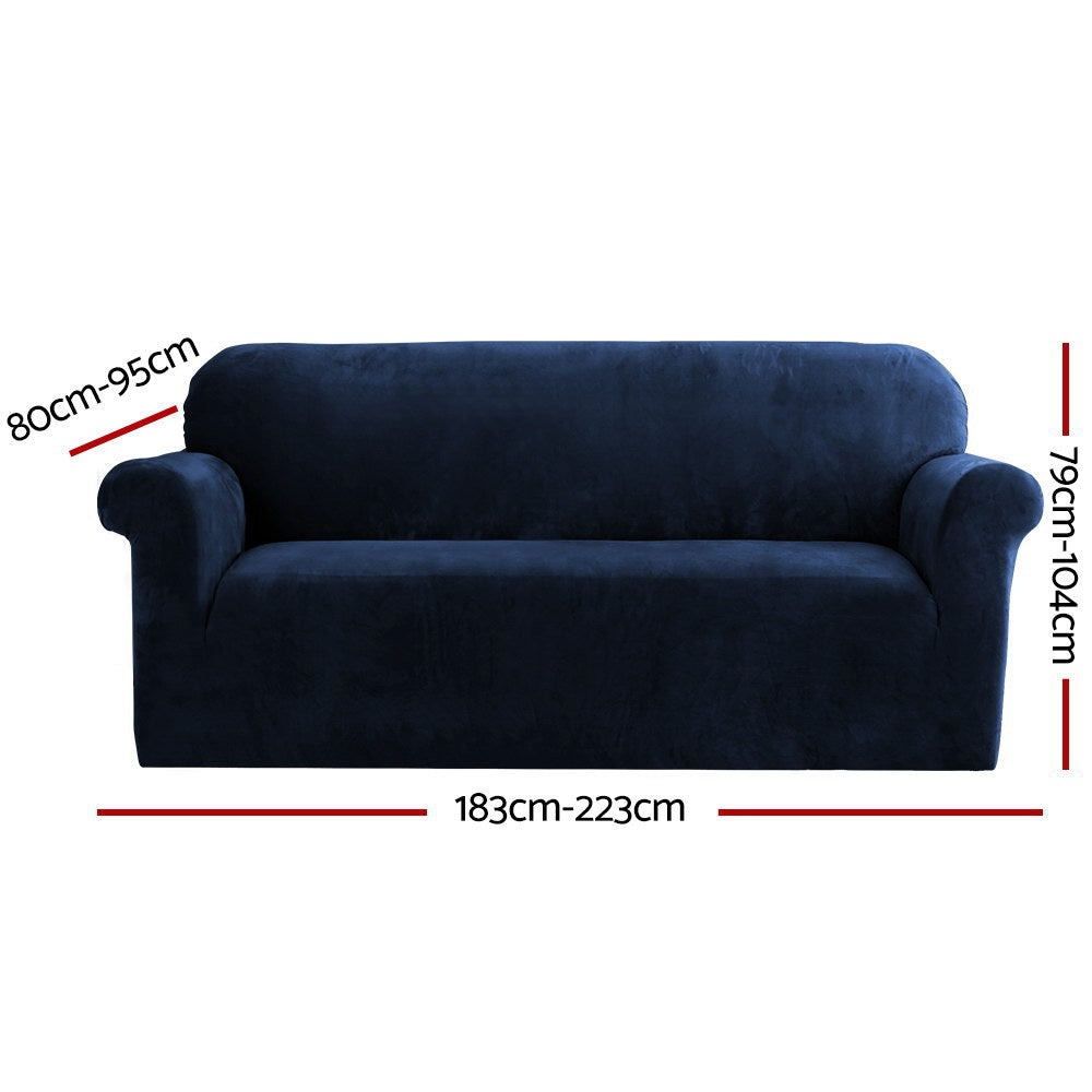 Artiss 3-Seater Velvet Sofa Cover Sapphire