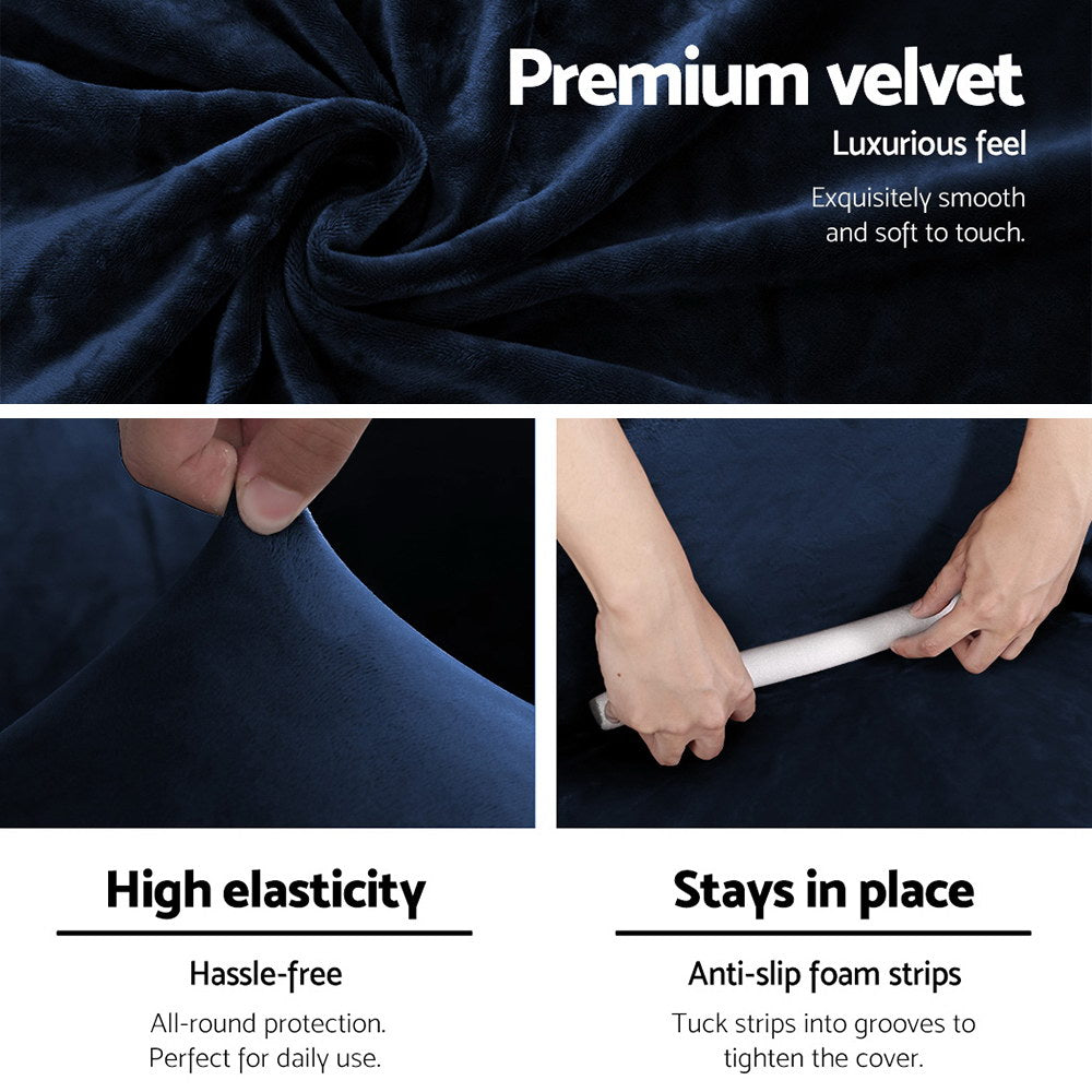 Artiss 3-Seater Velvet Sofa Cover Sapphire