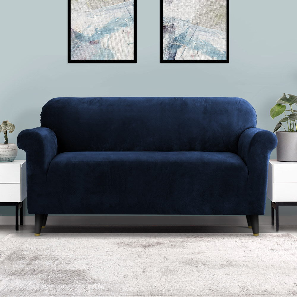 Artiss 3-Seater Velvet Sofa Cover Sapphire