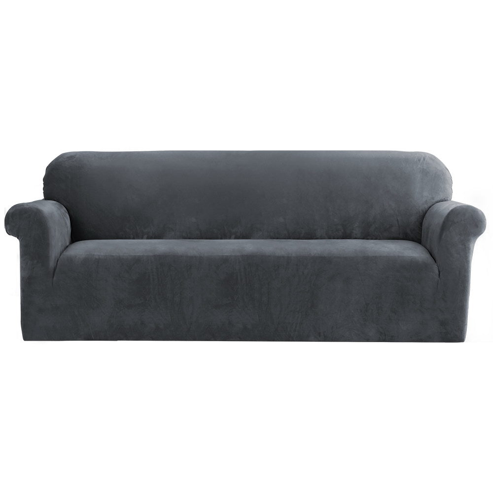 Artiss 4-Seater Velvet Sofa Cover Grey