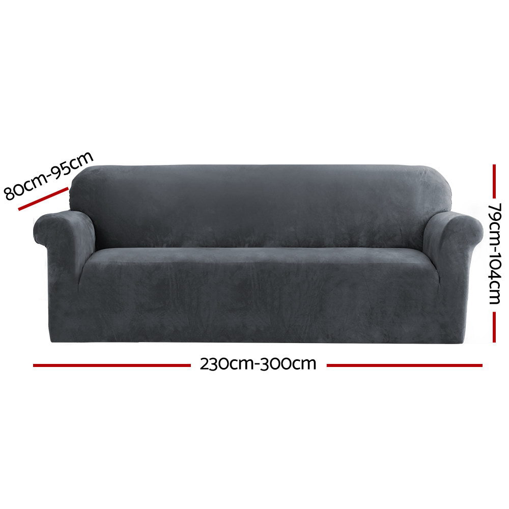 Artiss 4-Seater Velvet Sofa Cover Grey