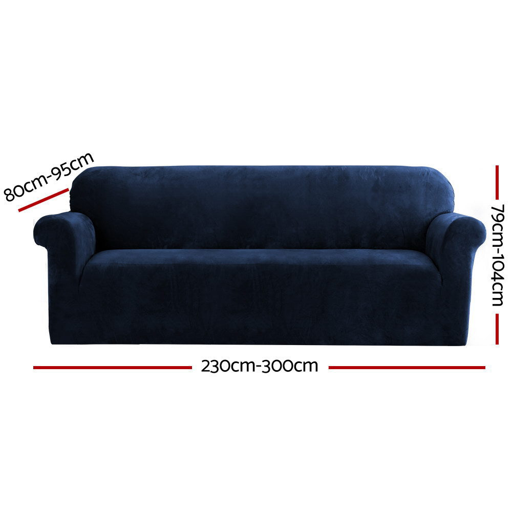 Artiss 4-Seater Velvet Sofa Cover Sapphire