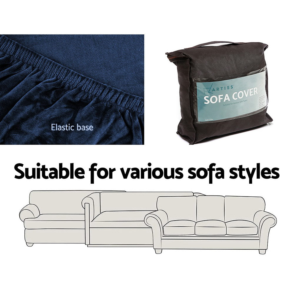 Artiss 4-Seater Velvet Sofa Cover Sapphire