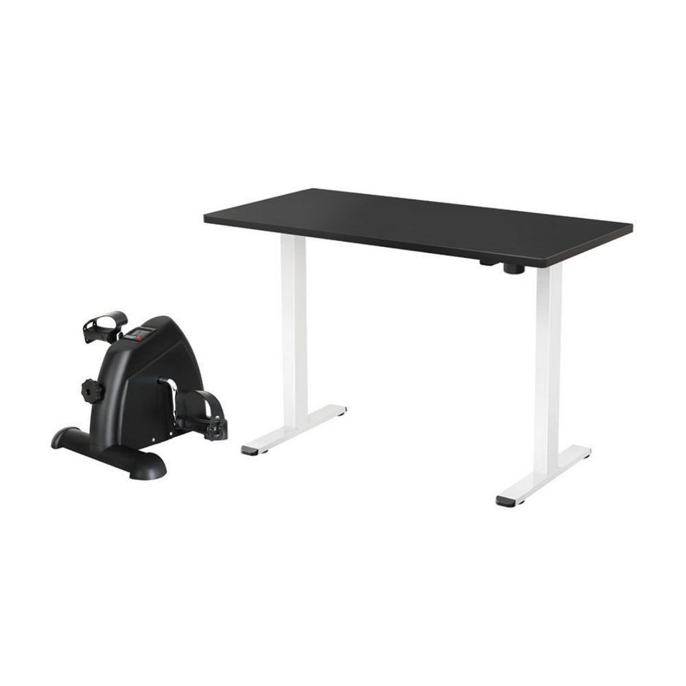 Artiss 140cm Electric Standing Desk with Everfit Pedal Exercise Bike Black