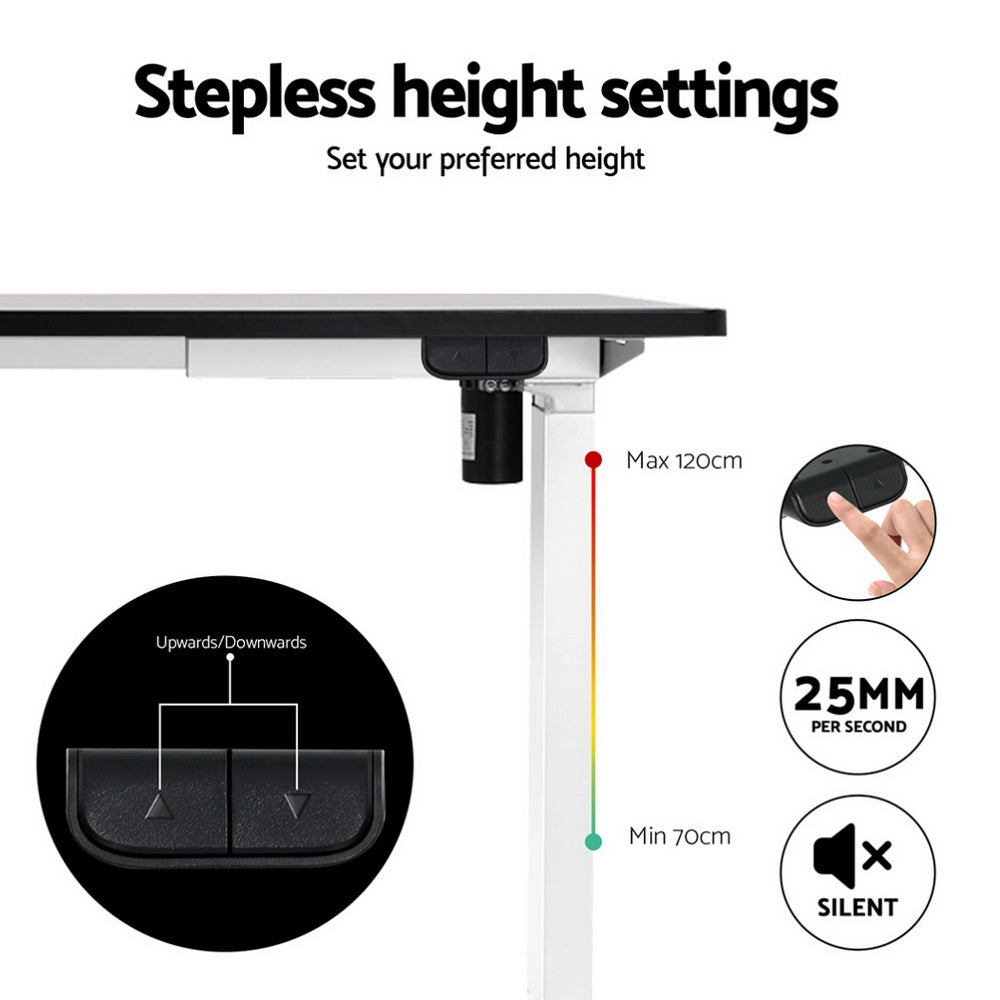Artiss 140cm Electric Standing Desk with Everfit Pedal Exercise Bike Black