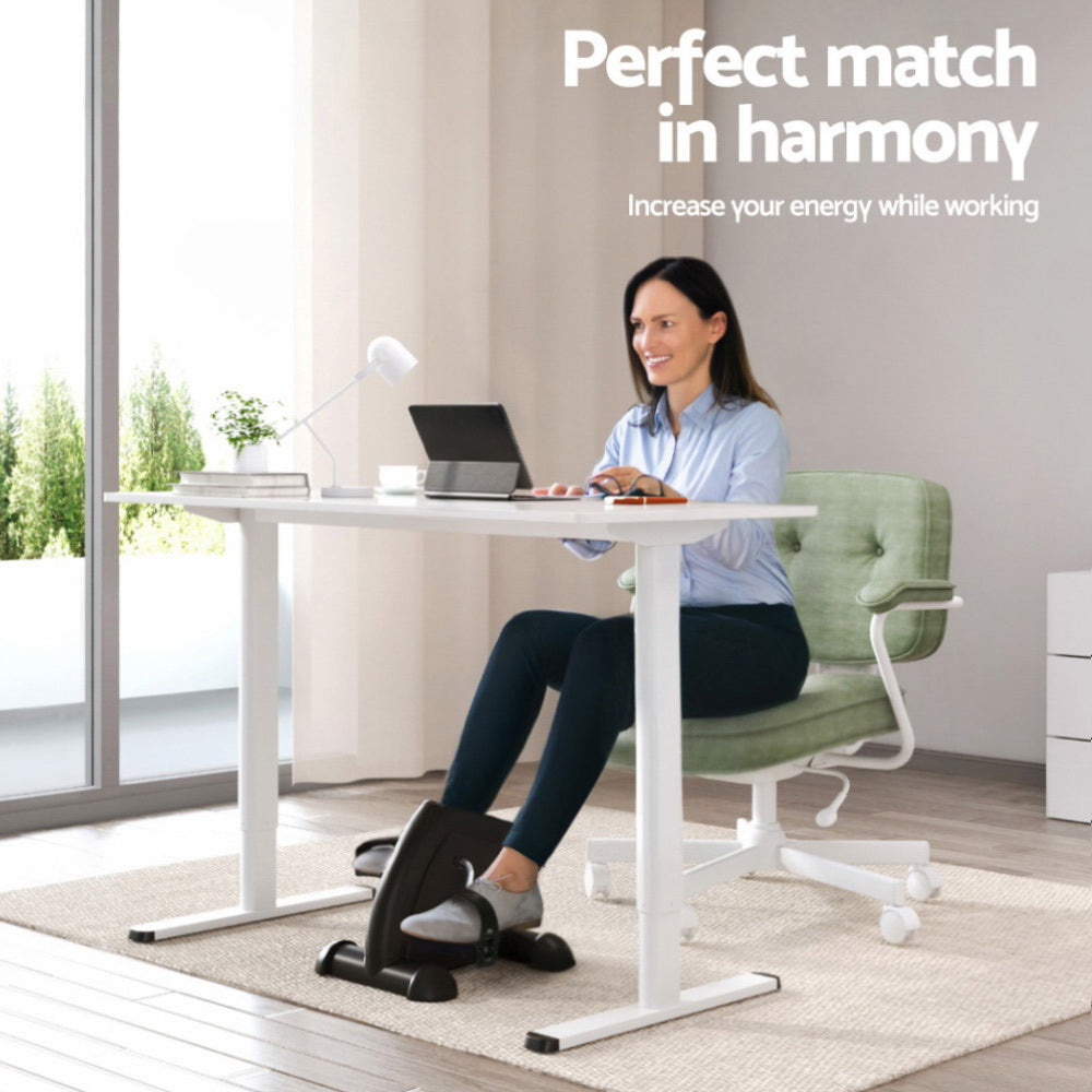 Artiss 120cm Electric Standing Desk with Everfit Mini Pedal Exercise Bike White