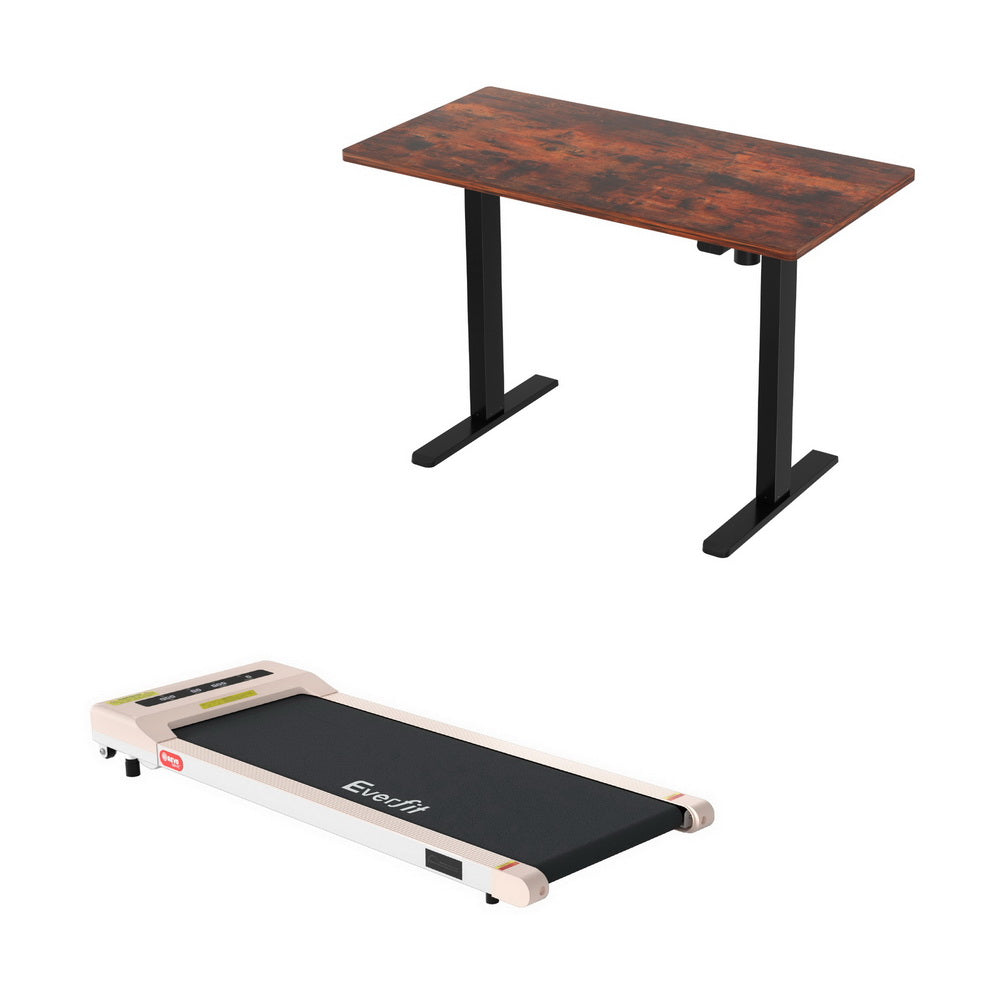 Artiss 140cm Electric Standing Desk with Everfit 360mm Pink Walking Pad