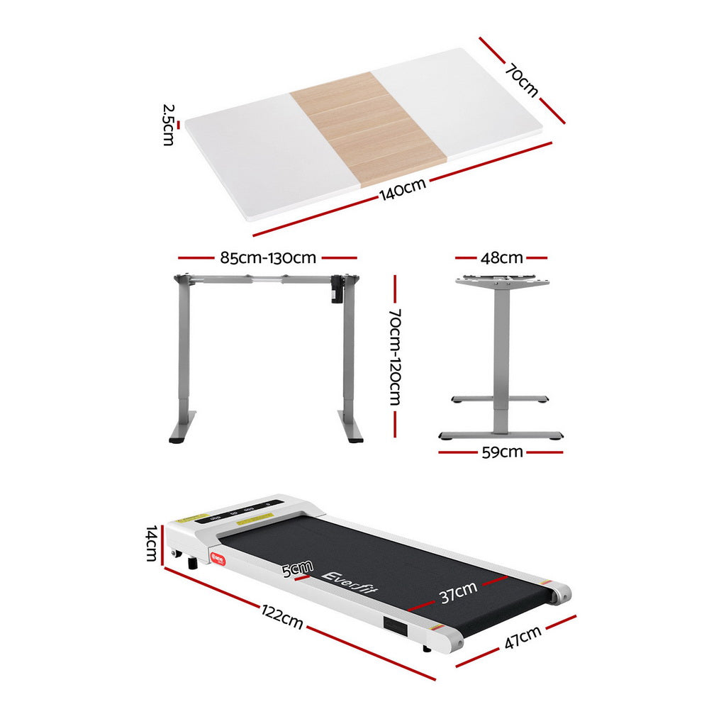 Artiss 140cm Electric Standing Desk with Everfit 360mm Walking Pad White
